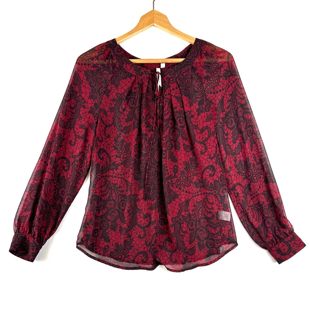 Bellatrix‎ Tie Neck Sheer Peasant Blouse Office